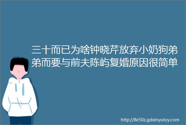 三十而已为啥钟晓芹放弃小奶狗弟弟而要与前夫陈屿复婚原因很简单